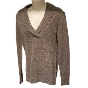 WOOL Blend Ribbed V-Neck Sweater by Relativity Women's Small
